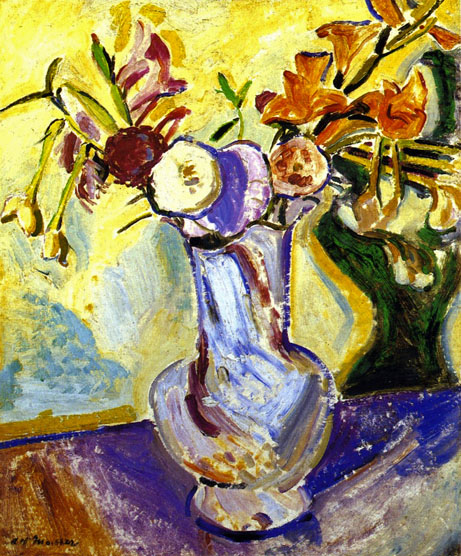 Flowers in a White Vase: ca 1910