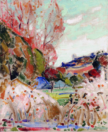 Landscape in Green and Pink: Date Unknown