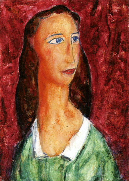 Woman in a Green Dress with White Collar: Date Unknown