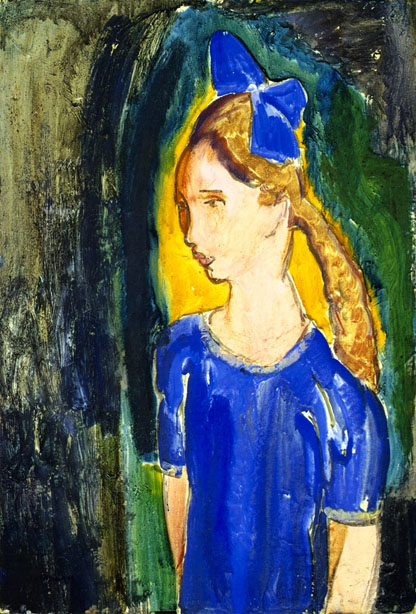 Young Girl with Blue Bow: ca 1920-25