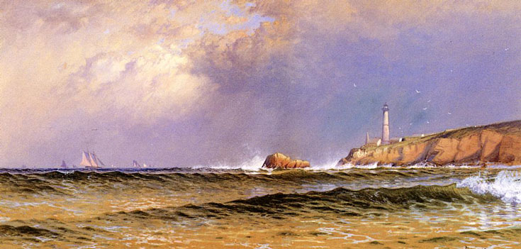 Coastal Scene with Lighthouse: 1875