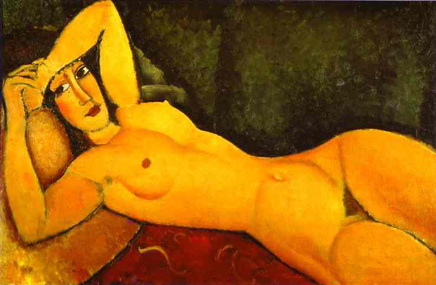 Reclining Nude with Left Arm Resting on Forehead: 1917