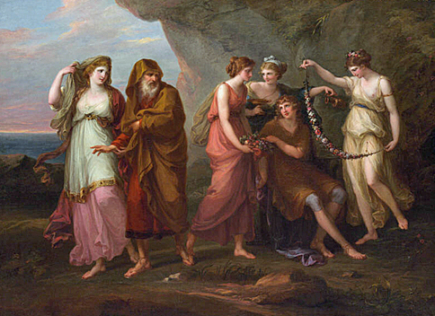 calypso and odysseus. and the Nymphs of Calypso