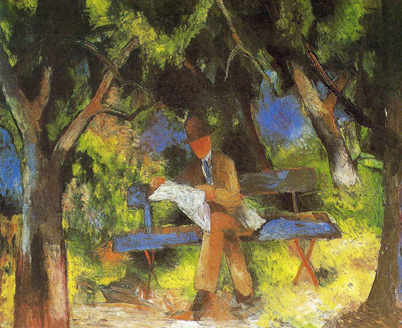 Man Reading in a Park: 1914