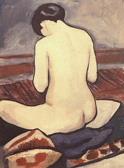 Sitting Nude with Cushions: 1911