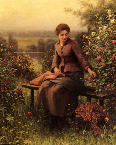 Girls With Flowers. Seated Girl with Flowers