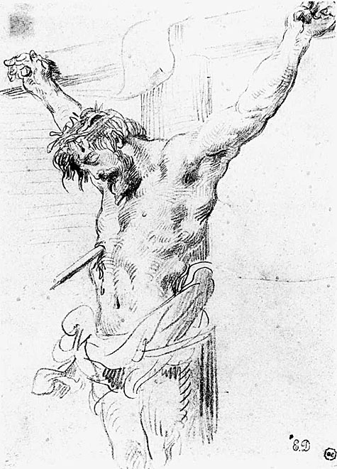 This drawing is a study after Rubens's Christ on the Cross Le Coup de 