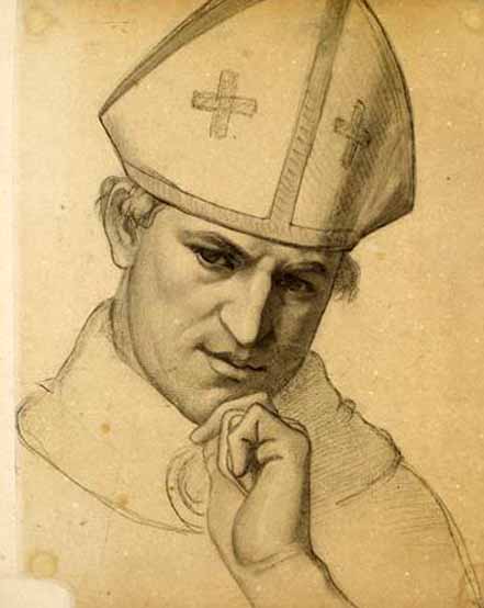 The Spirit of Justice - Study for the Head of a Bishop: 1843-44