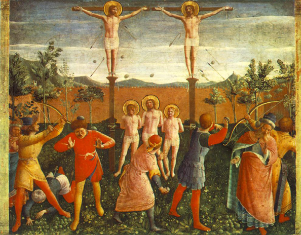 Saint Cosmas and Saint Damian Crucified and Stoned: 1438-40