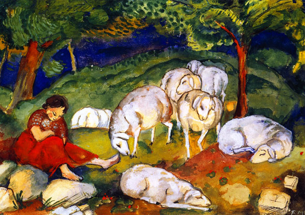 Shepherdess with Sheep: 1908