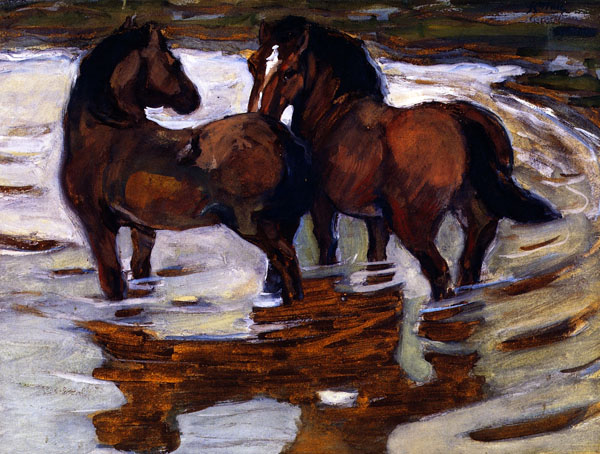 Two Horses at a Watering Place: 1910