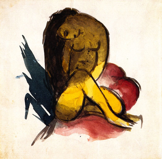 Yellow Female Nude Seated: 1913
