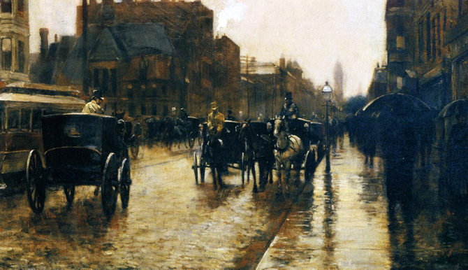 Columbus Avenue Rainy Day: 1885