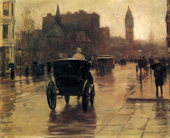 Columbus Avenue Rainy Day: ca 1885
