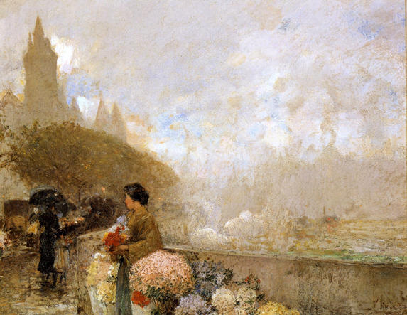 Flower Girl by the Seine, Paris: 1889