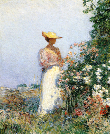 Lady in Flower Garden: ca 1891