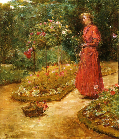 Woman Cutting Roses in a Garden: 1888-89