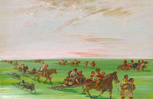 Band of Sioux Moving Camp: 1838