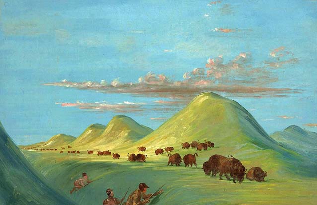 Batiste, Bogard, and I - Approaching Buffalo on the Missouri: 1838