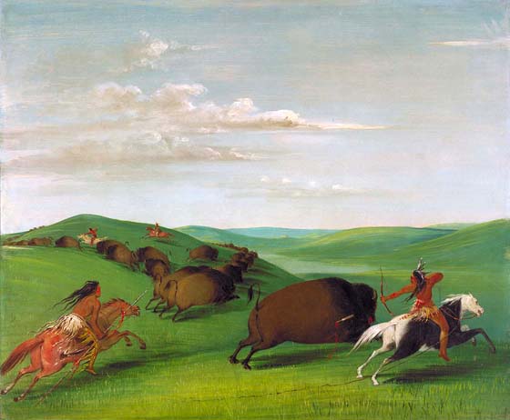 Buffalo Chase with Bows and Lances: 1832