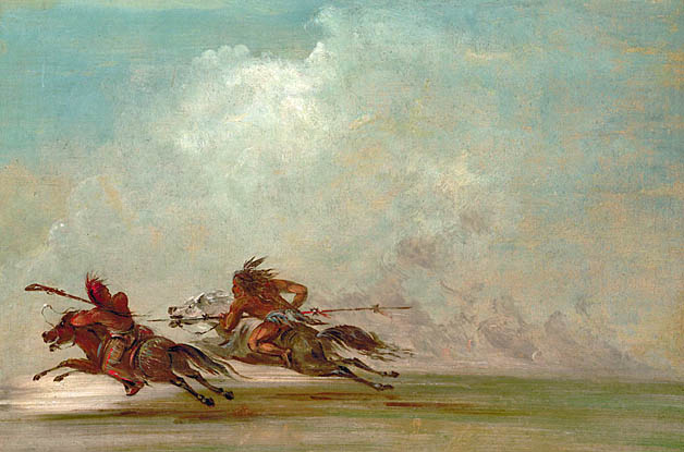 Comanche Warrior Lancing an Osage, at Full Speed: 1838