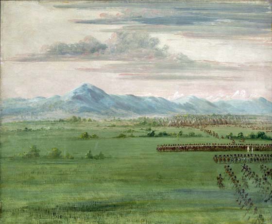Comanche Warriors, with White Flag, Receiving the Dragoons: 1834