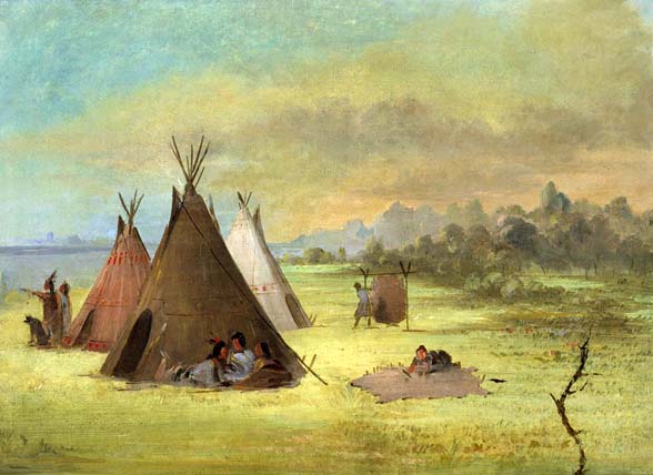 Indian Encampment, Comanche (or Kiowa) Dressing Skins, Red River: 1847