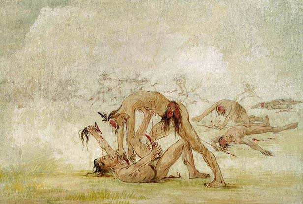 Mandan Scalping an Enemy: 1836