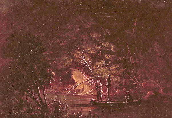 Ojibwe Spearing Salmon by Torchlight: 1846
