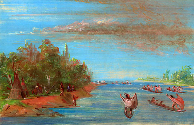 Sac and Fox Sailing in Canoes: 1837