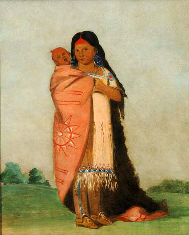 Tsee-moúnt, Great Wonder, Carrying Her Baby in Her Robe: 1832