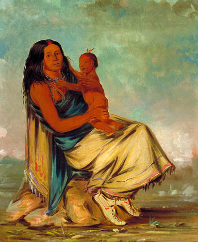 Wáh-chee-te, Wife of Cler-mónt, and Child: 1834
