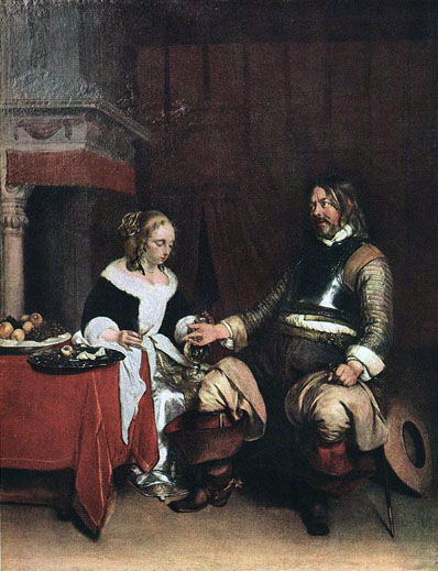 Man Offering a Woman Coins:  1662-63