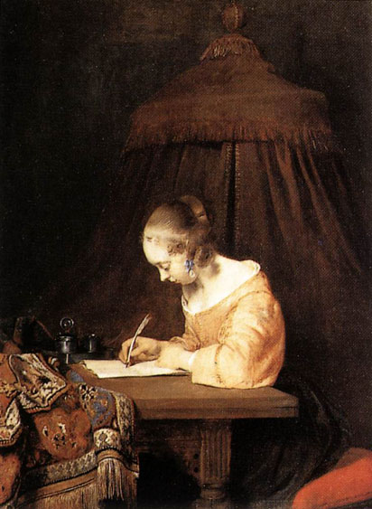 Woman Writing a Letter:  ca 1655