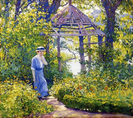 Girl in a Wickford Garden, New England: Date Unknown
