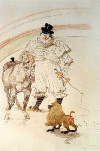 At the Circus - Performing Horse and Monkey: 1899