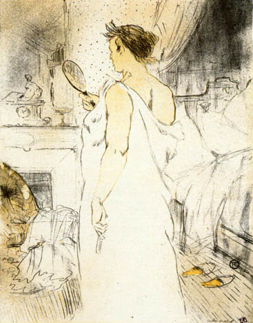 Elles-Woman Looking into a Hand Held Mirror: 1896
