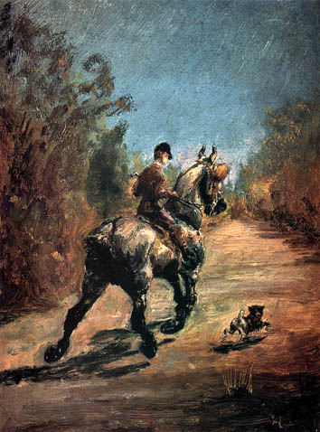 Horse and Rider with a Little Dog: 1879
