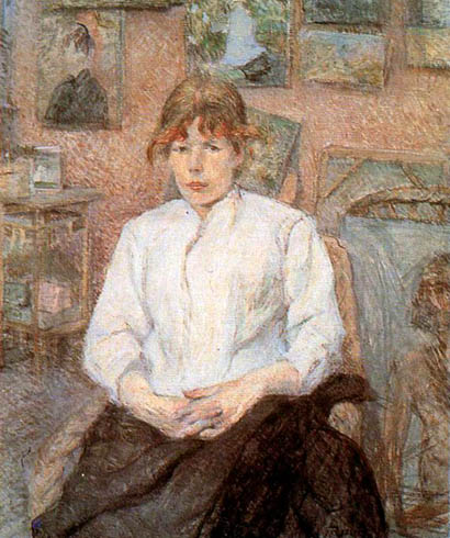Red-Haired Woman in a White Blouse: ca 1886