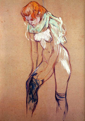 Study for Woman Putting on Her Stocking: ca 1894