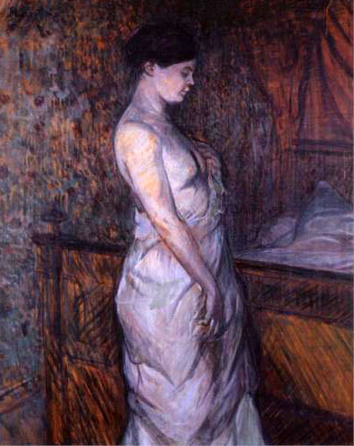 Woman in a Chemise Standing by a Bed (Madame Poupoule): 1890