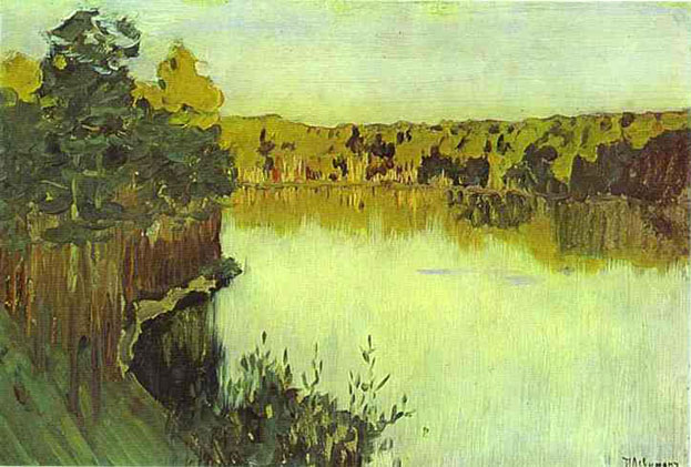 Sunset Over A Forest Lake: 1890