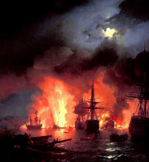 Battle of Cesme at Night: 1848