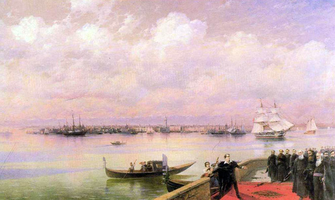 Byron visiting mhitarists on island of Saint Lazarus in Venice: 1892