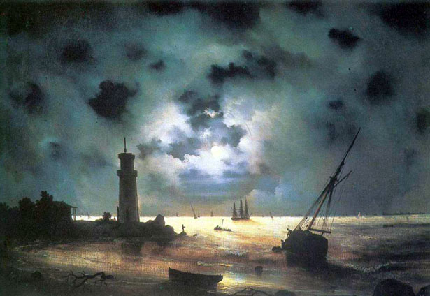 Coast of sea at night: 1847
