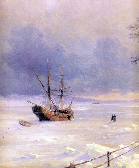 Frozen Bosporus under Snow (Detail): 1874
