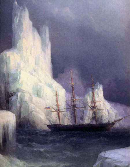 Icebergs in the Atlantic (Detail): 1870