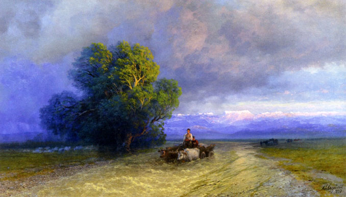 Ox Cart Crossing a Flooded Plain: 1897