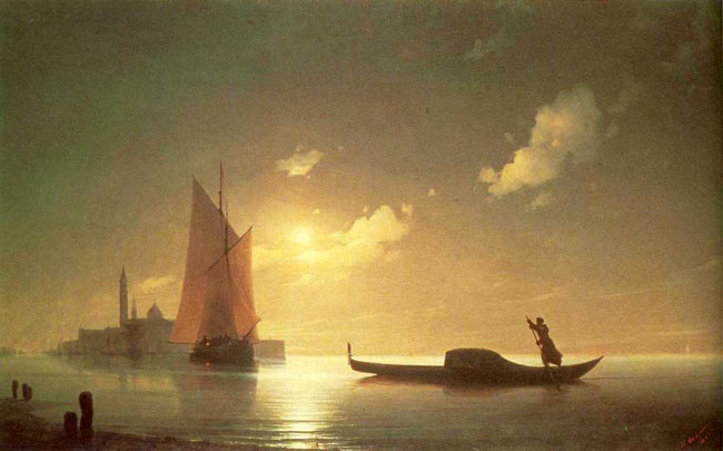 The Gondolier on Sea at Night: 1843