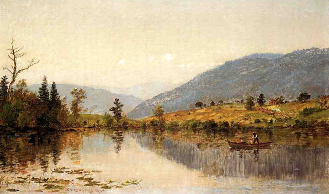Fishing on a Lake: 1890
